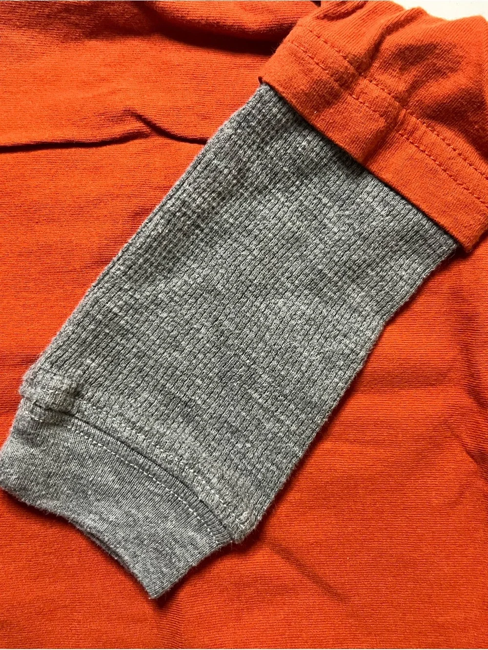 Carter's Deep Orange Baby Tee with Dino’s Hidden Dino Fun Thermal Sleeve 6M